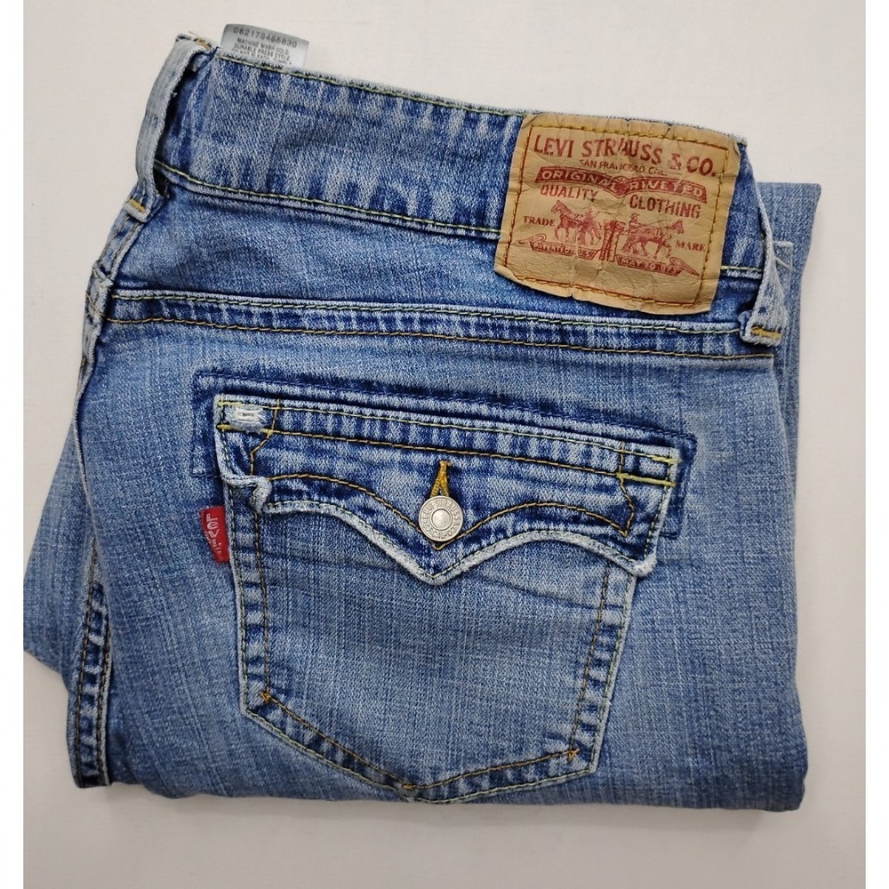 Levi's 542 Low Flare Women's Jeans Size 16M Blue Flap Pocket Hemmed